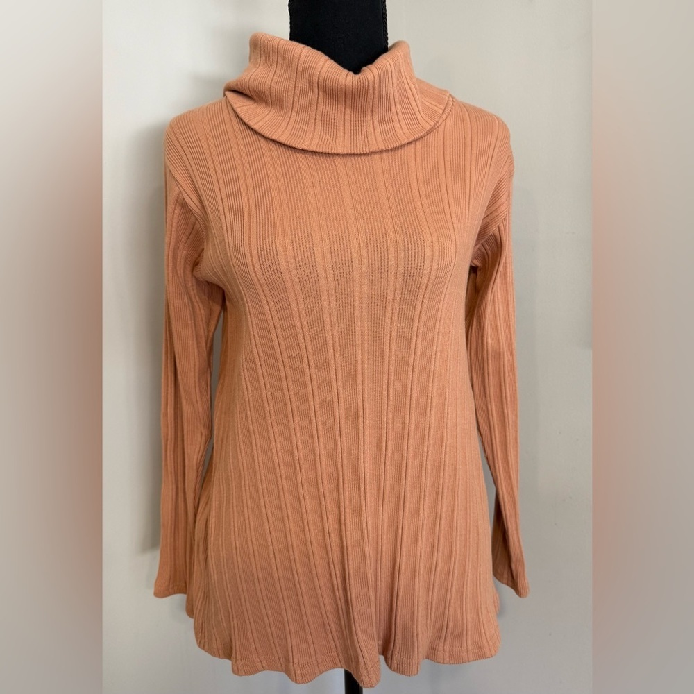 Yak & Yeti Cowl Neck Ribbed Sweater in Soft Tan